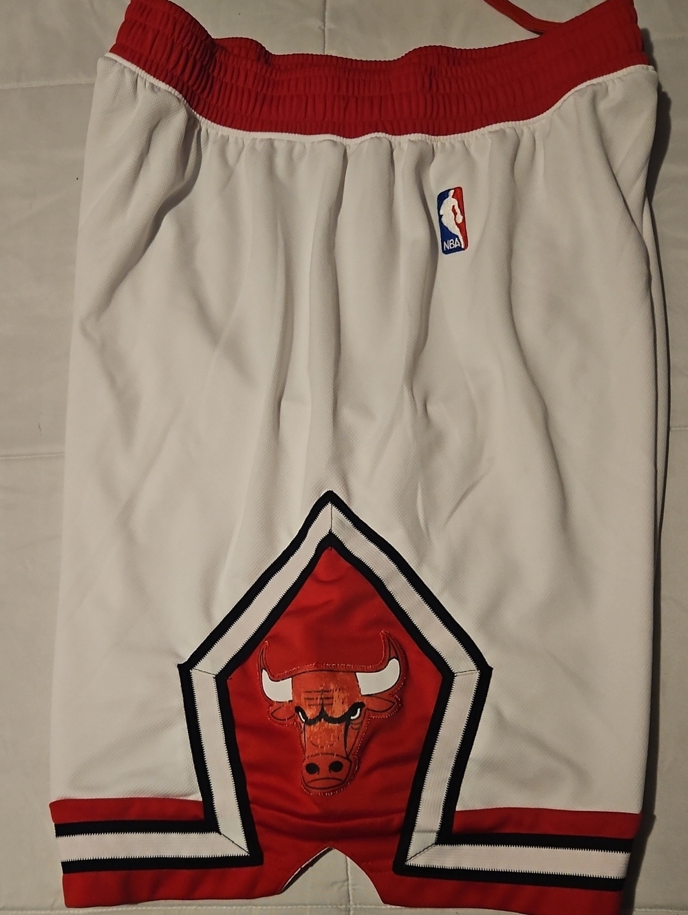 adidas White and Red Chicago Bulls Basketball Shorts